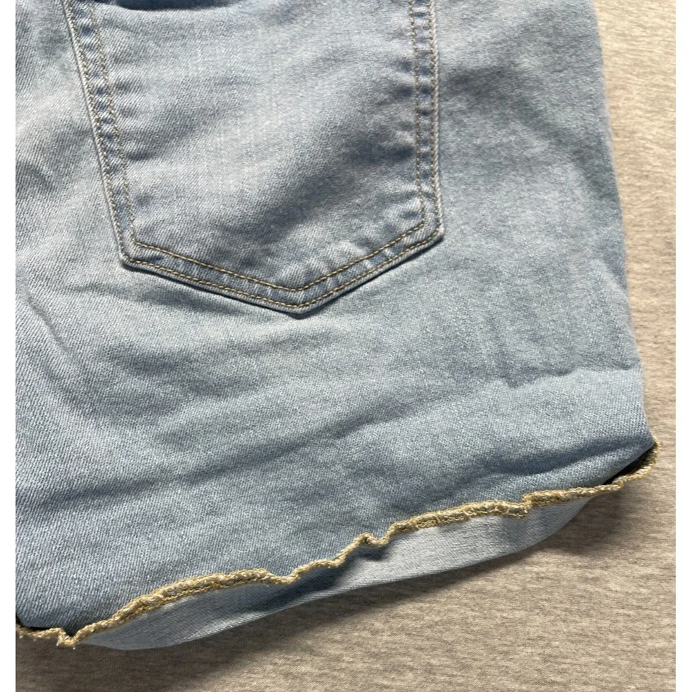 Old Navy Wow Shorts Womens 10 Blue Denim Cotton High Rise Stretch Cuffed Hem